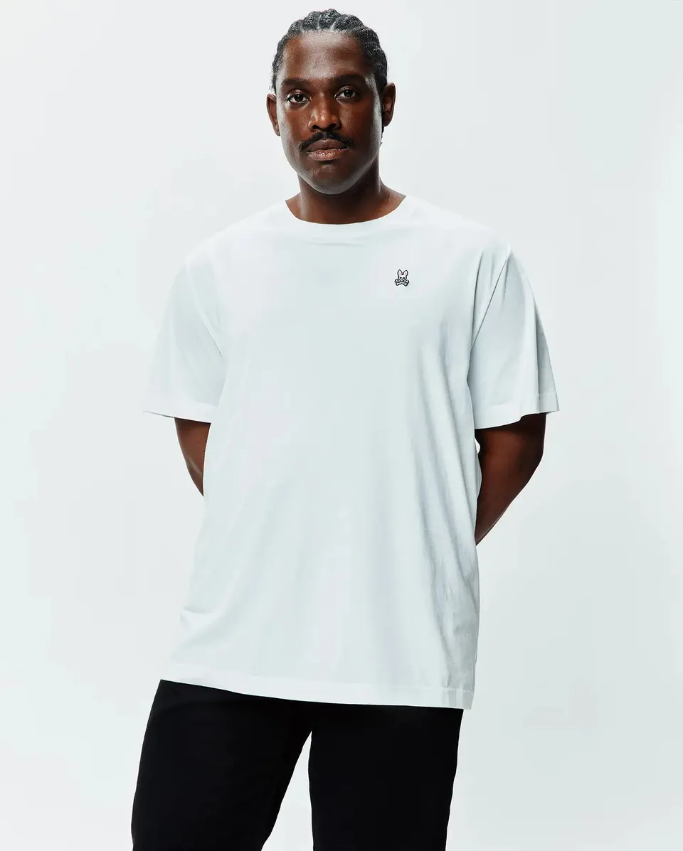 Psycho Bunny Big & Tall Classic Crew Neck Tee maglietta bianca uomo cotone Pima