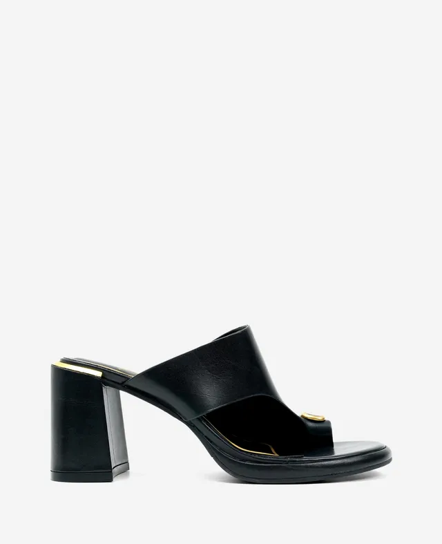 Kenneth Cole Reaction Shoes Syndika Leather Stone sandalo con tacco nero pelle