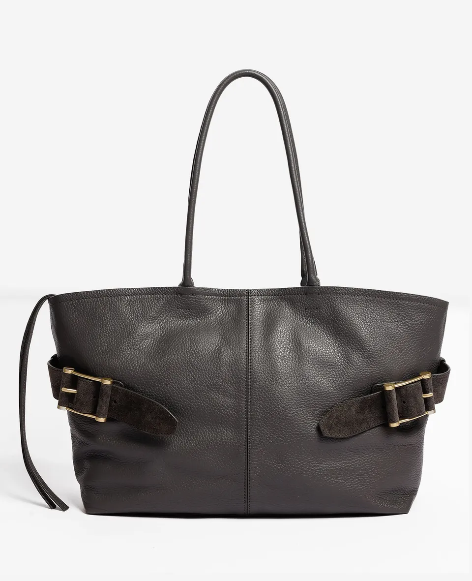 Kenneth Cole Reaction Bags Bowery Leather Tote borsa Steel in pelle