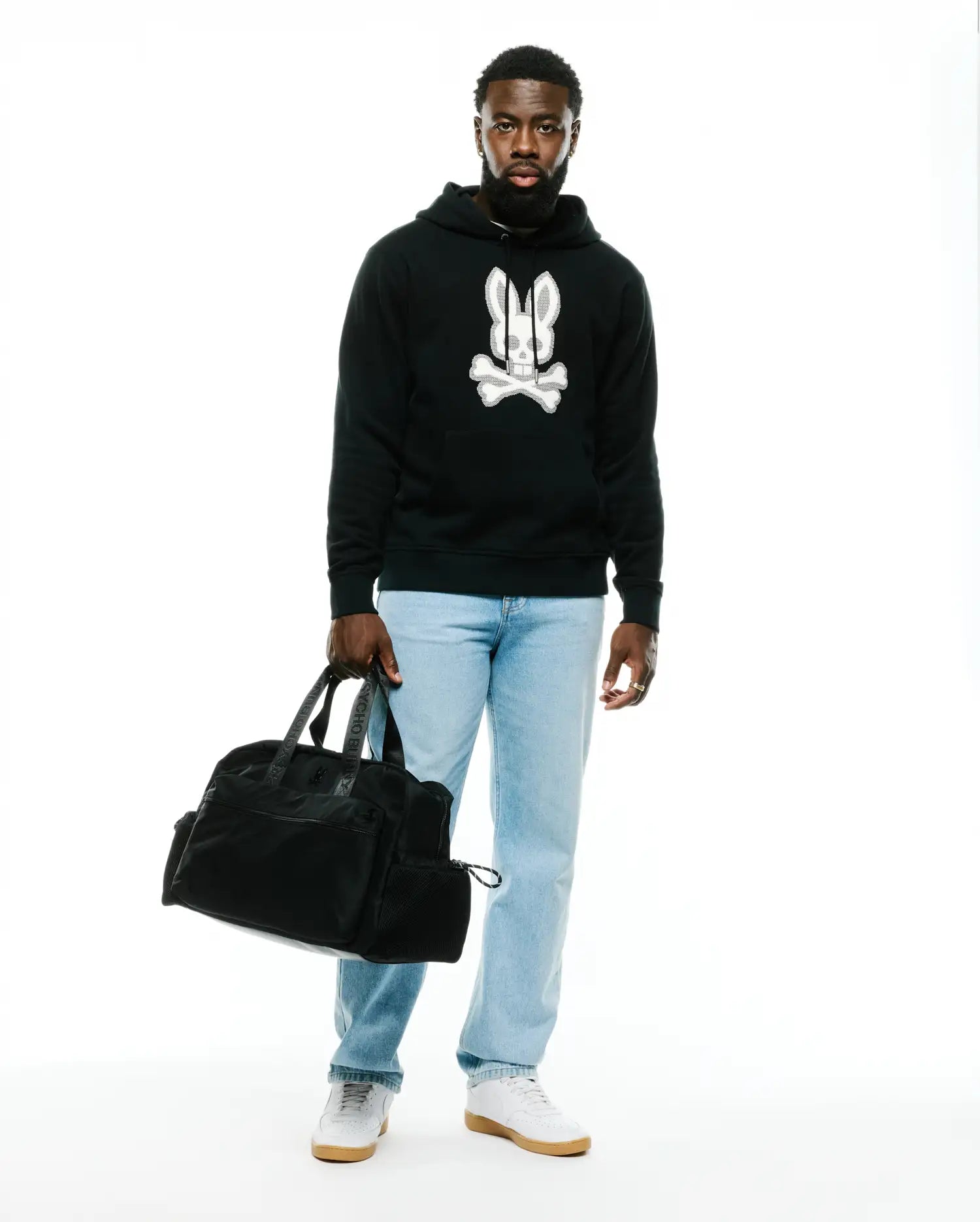 Psycho Bunny Samson felpa con cappuccio nera in cotone