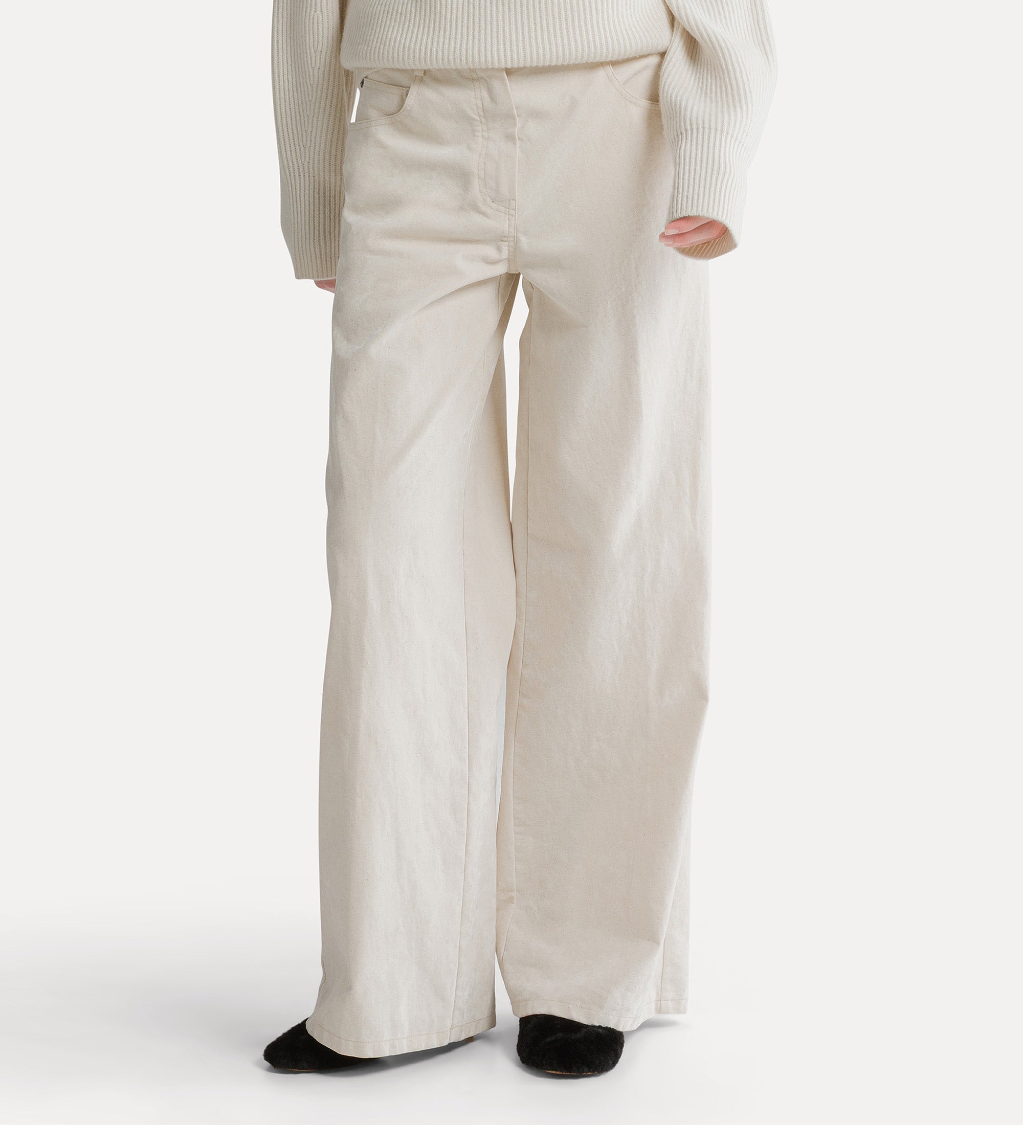 Forte pantaloni 15337 jeans wide leg bianchi effetto velluto