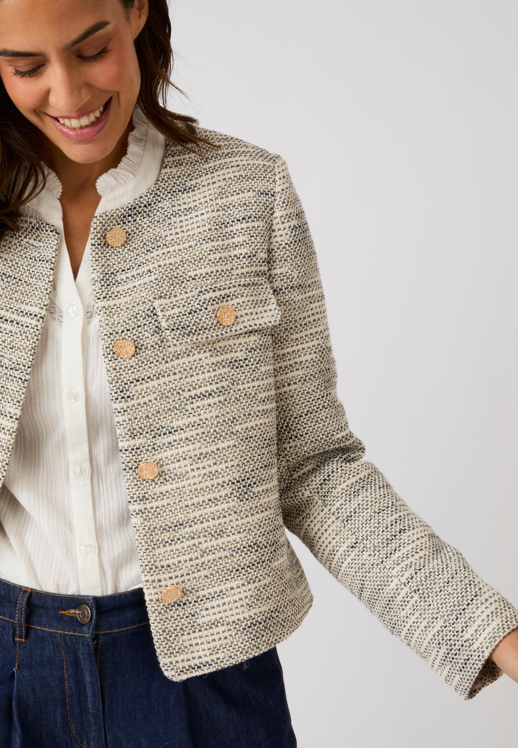Damart Prêt-à-porter Giacca da donna effetto tweed 44 corta foderata