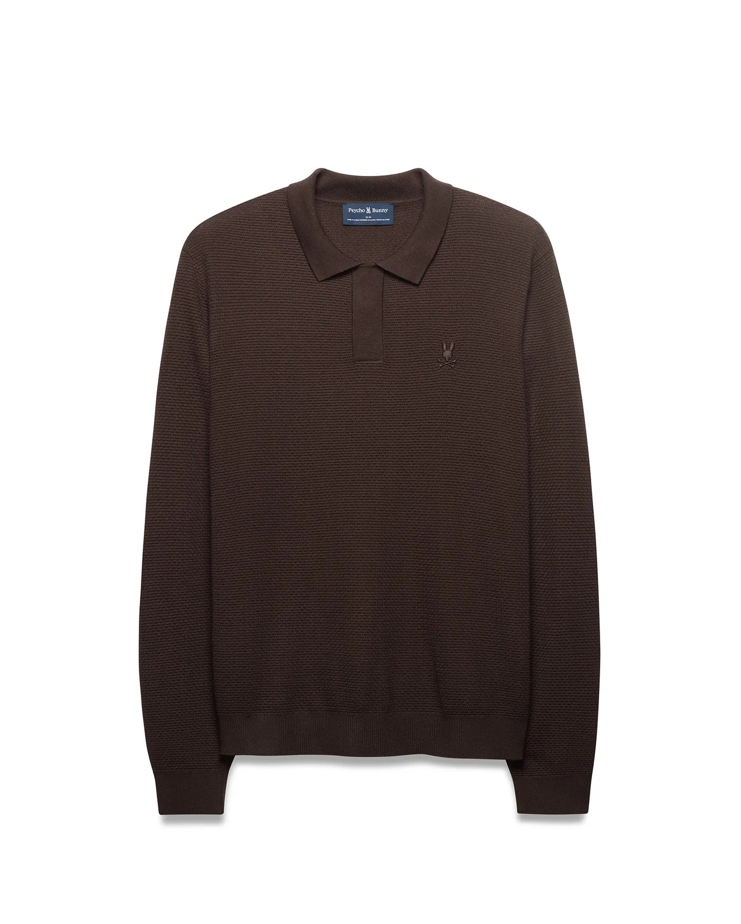 Psycho Bunny Men's Polos Leroy Longsleeve Knit Polo polo Java in misto seta