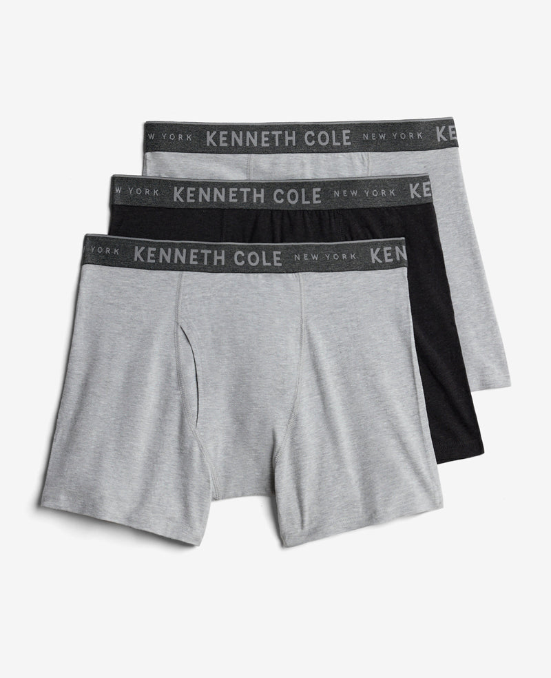Kenneth Cole Reaction Clothing Stretch Boxer Briefs boxer uomo 3 pezzi nero e grigio