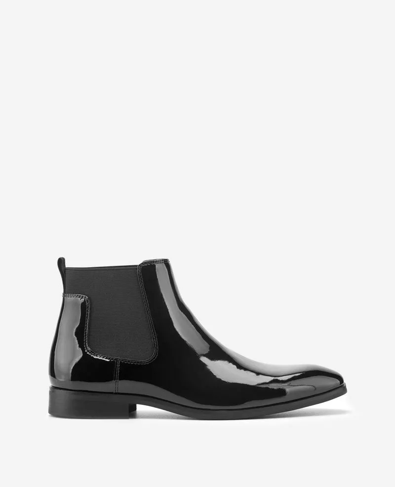 Kenneth Cole Reaction Shoes Hulard2 Chelsea Boot stivaletti neri lucidi