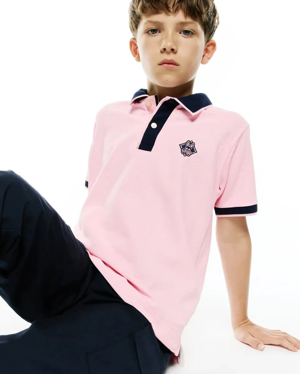 Psycho Bunny Kids Polo Shirts KIDS ROBIN PIQUÉ POLO - KT0100157 polo piqué Romance Rose 2T-XL cotone Pima