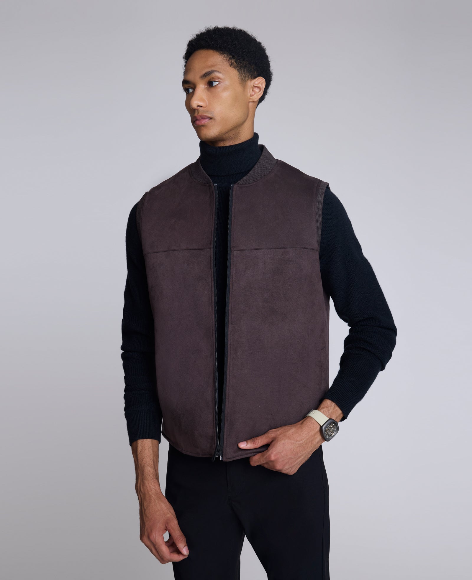 Kenneth Cole Reaction Reversible Vest gilet reversibile nero e marrone idrorepellente