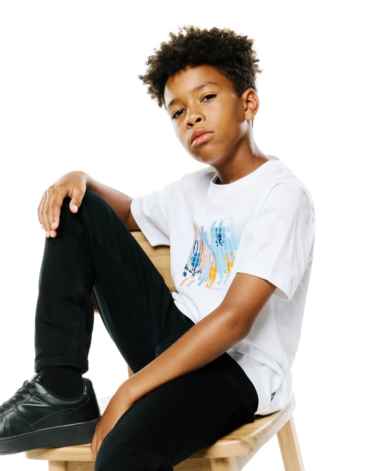 Psycho Bunny Kids Tees Zander Graphic Tee maglietta bianca bambini cotone Pima