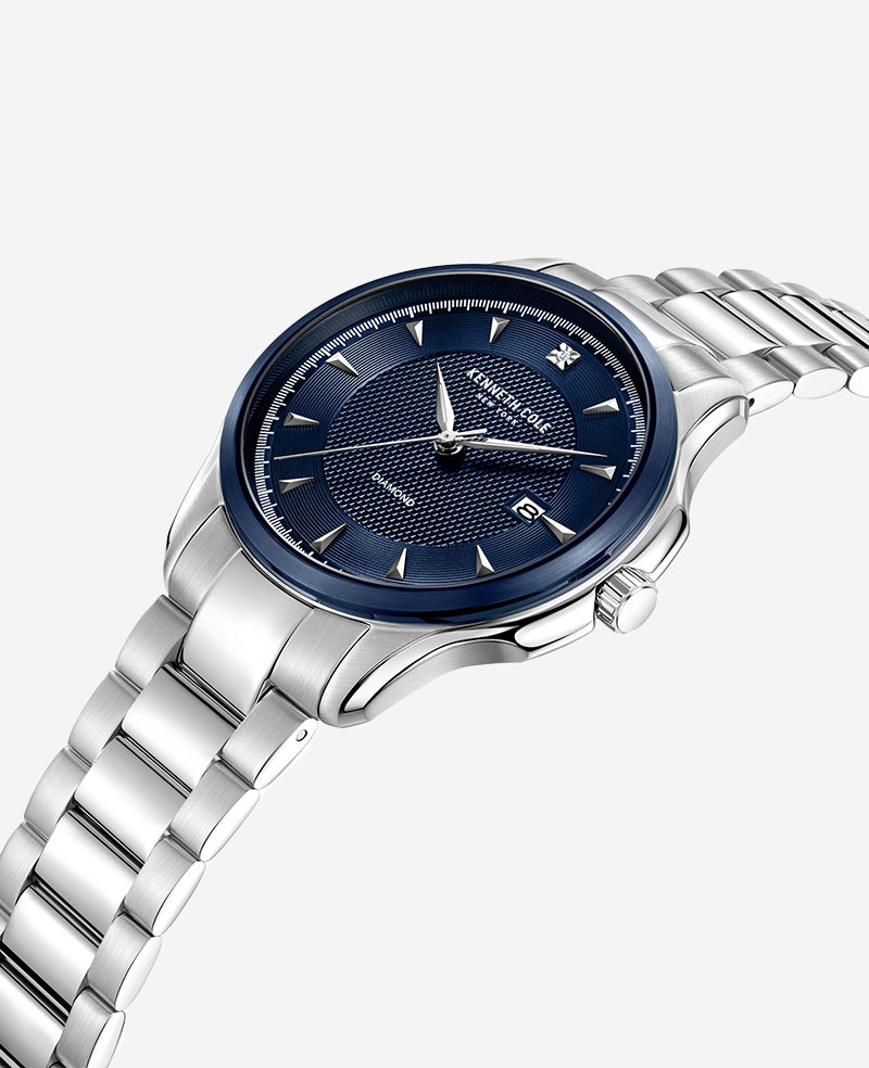 Kenneth Cole Reaction Watches Genuine Diamond Strap Watch orologio TT SILVER/BLUE