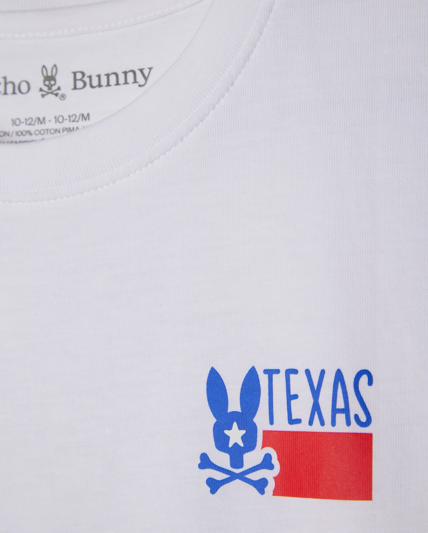 Psycho Bunny Kids Tees Texas City Tee maglietta 100 White in cotone Pima