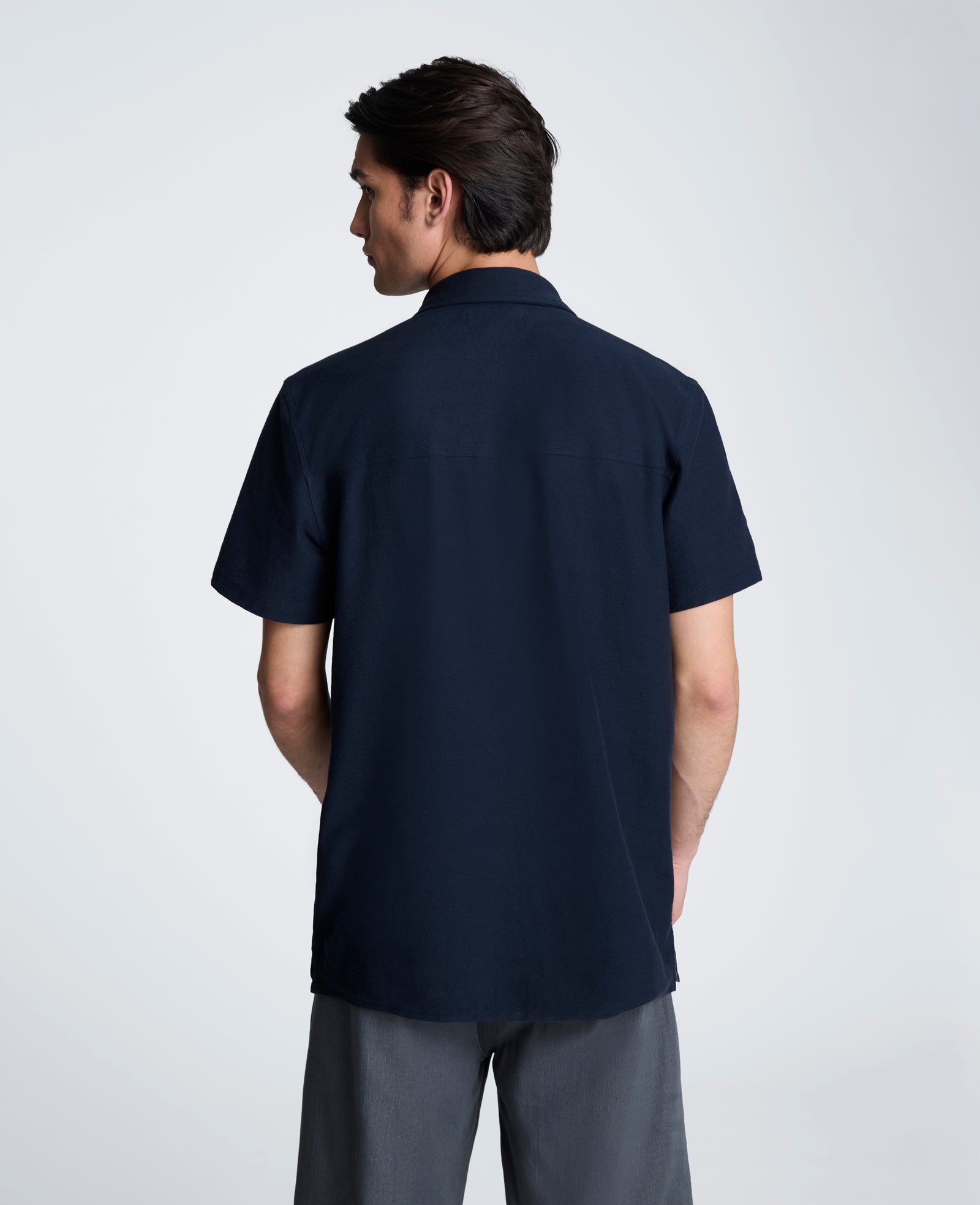 Kenneth Cole Reaction Clothing Knit Camp Shirt camicia blu uomo in cotone