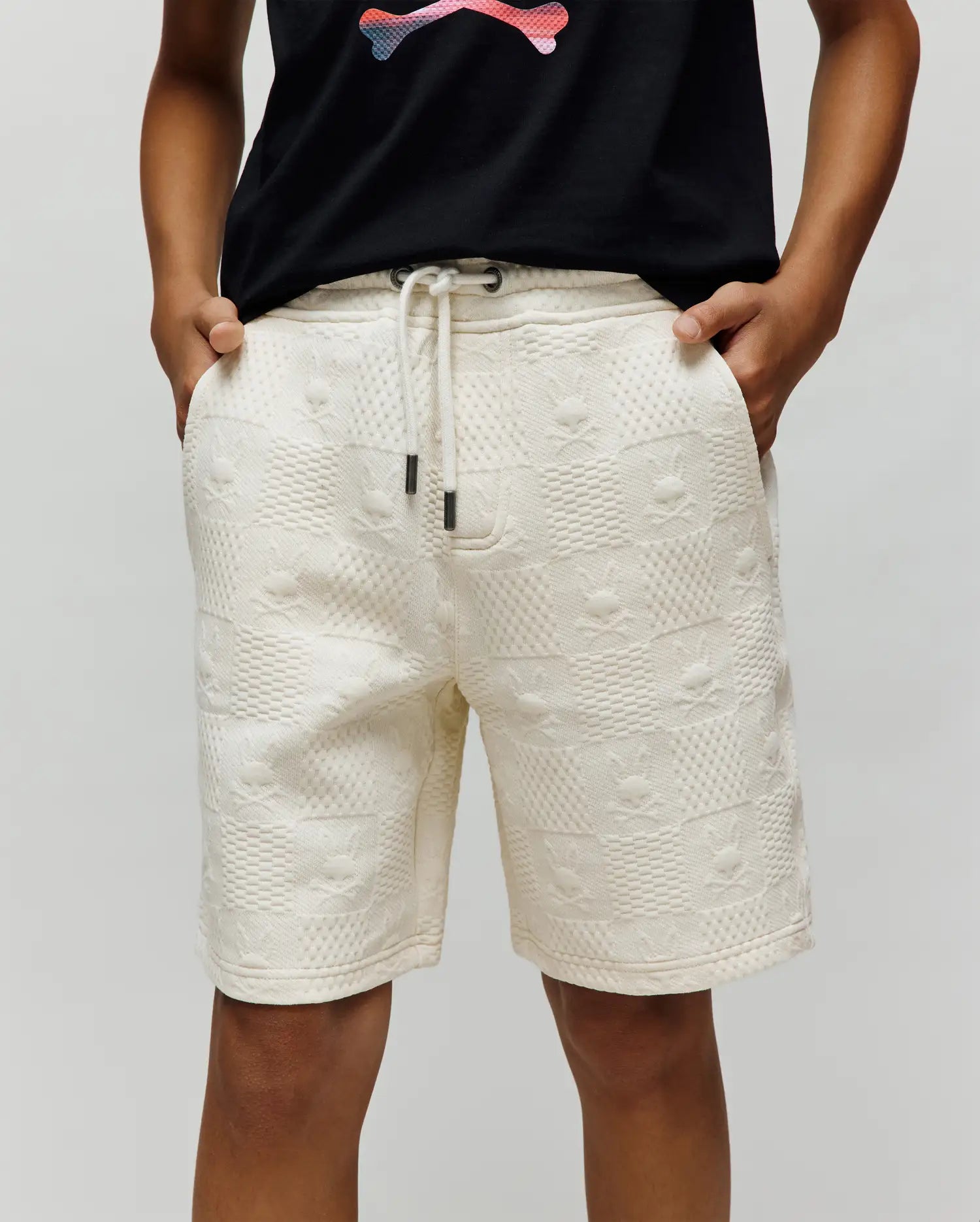 Psycho Bunny Kids Bottoms Dustin Sweatshort KB0900022 pantaloncini beige jacquard