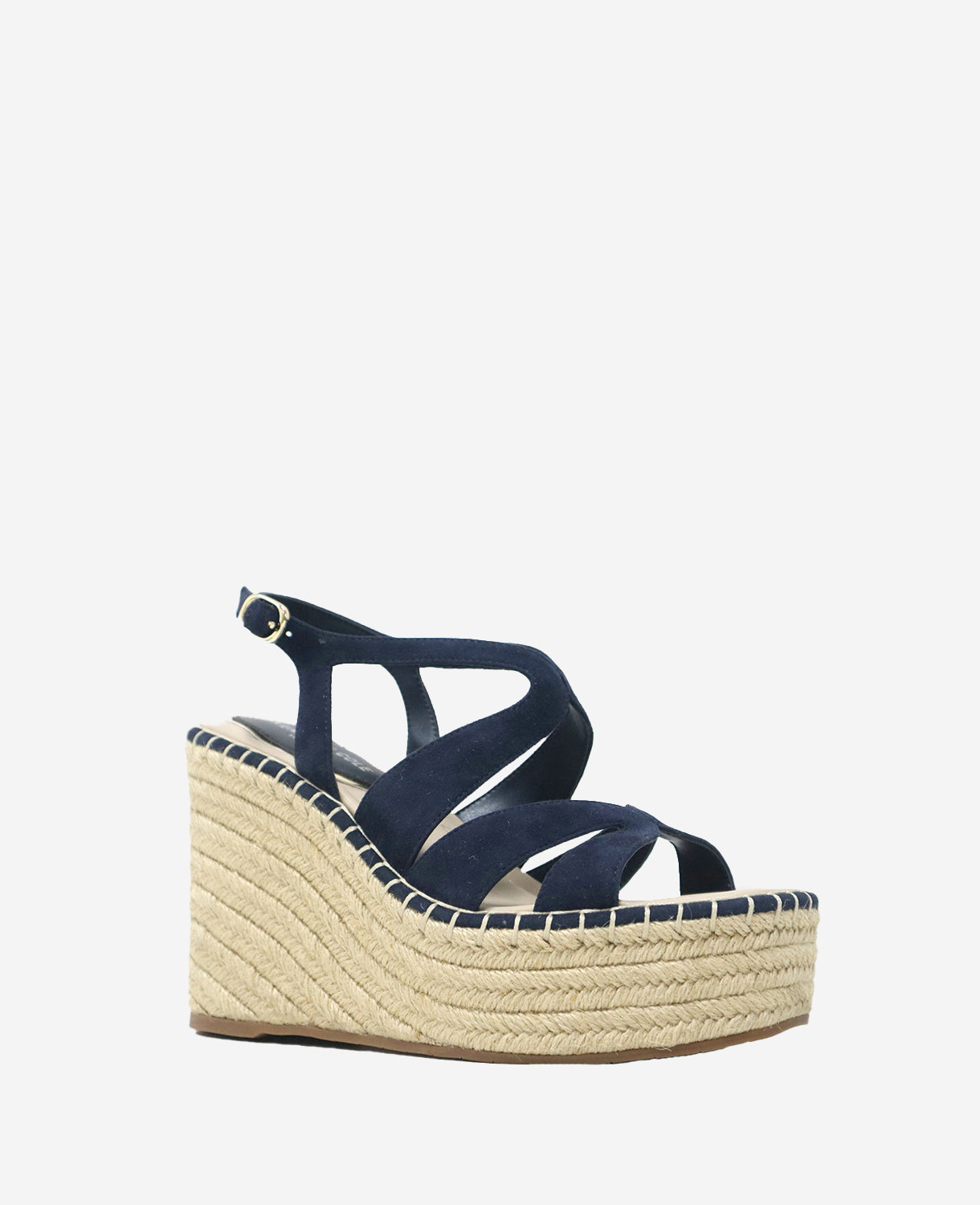 Kenneth Cole Reaction Solace Platform Espadrille Wedge Sandal sandali blu camoscio