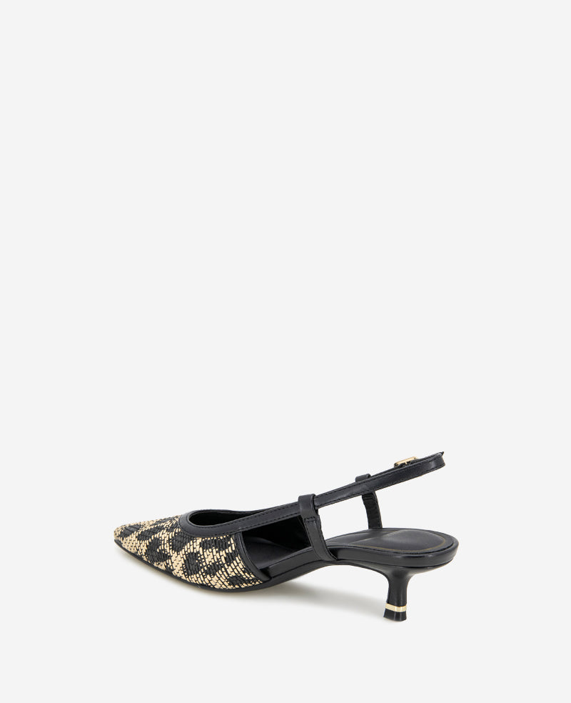 Kenneth Cole Reaction Shoes Martha Leopard Raffia slingback tacco basso