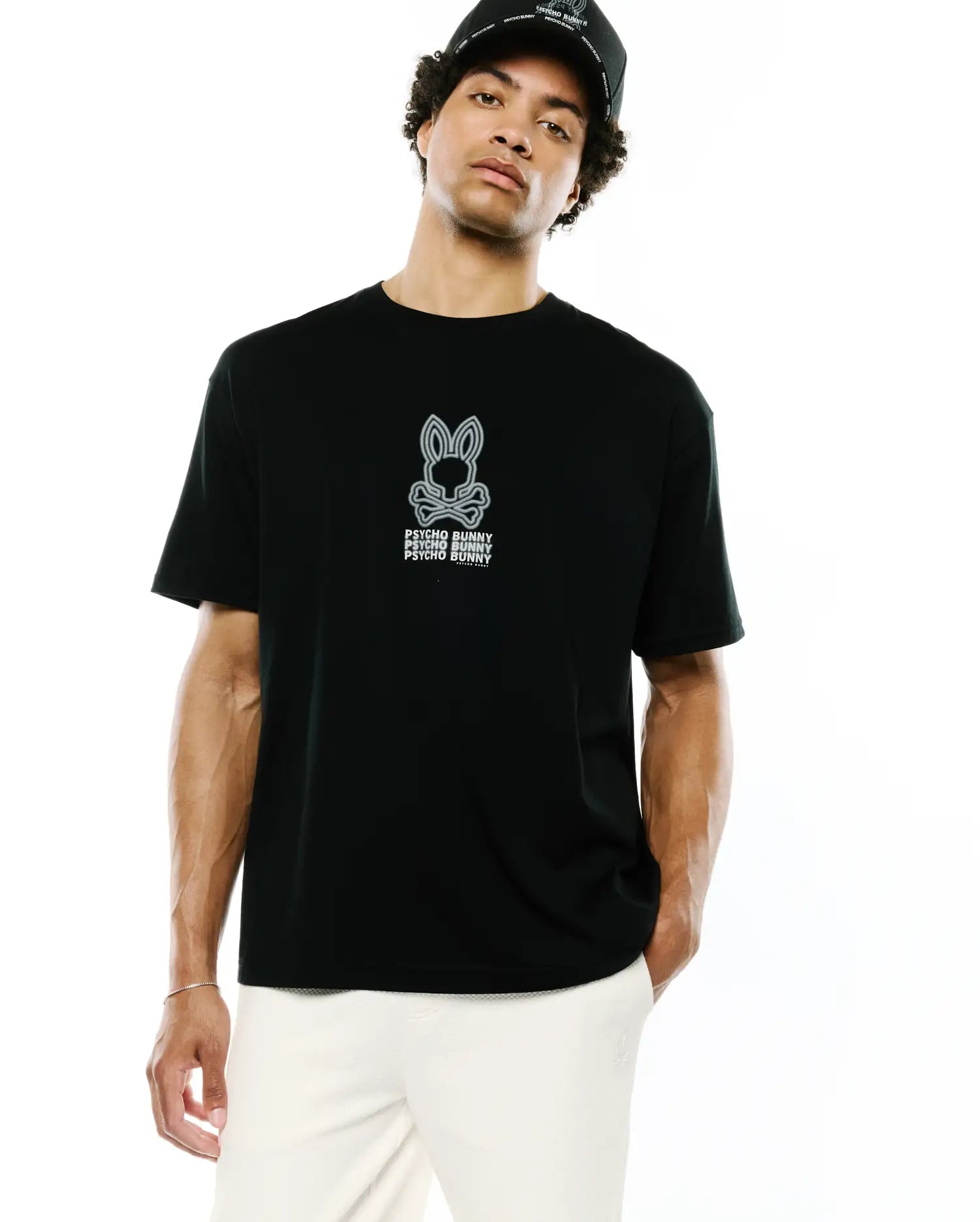 Psycho Bunny Men's Tees Alex Pima Cotton Back Graphic Tee t-shirt nera