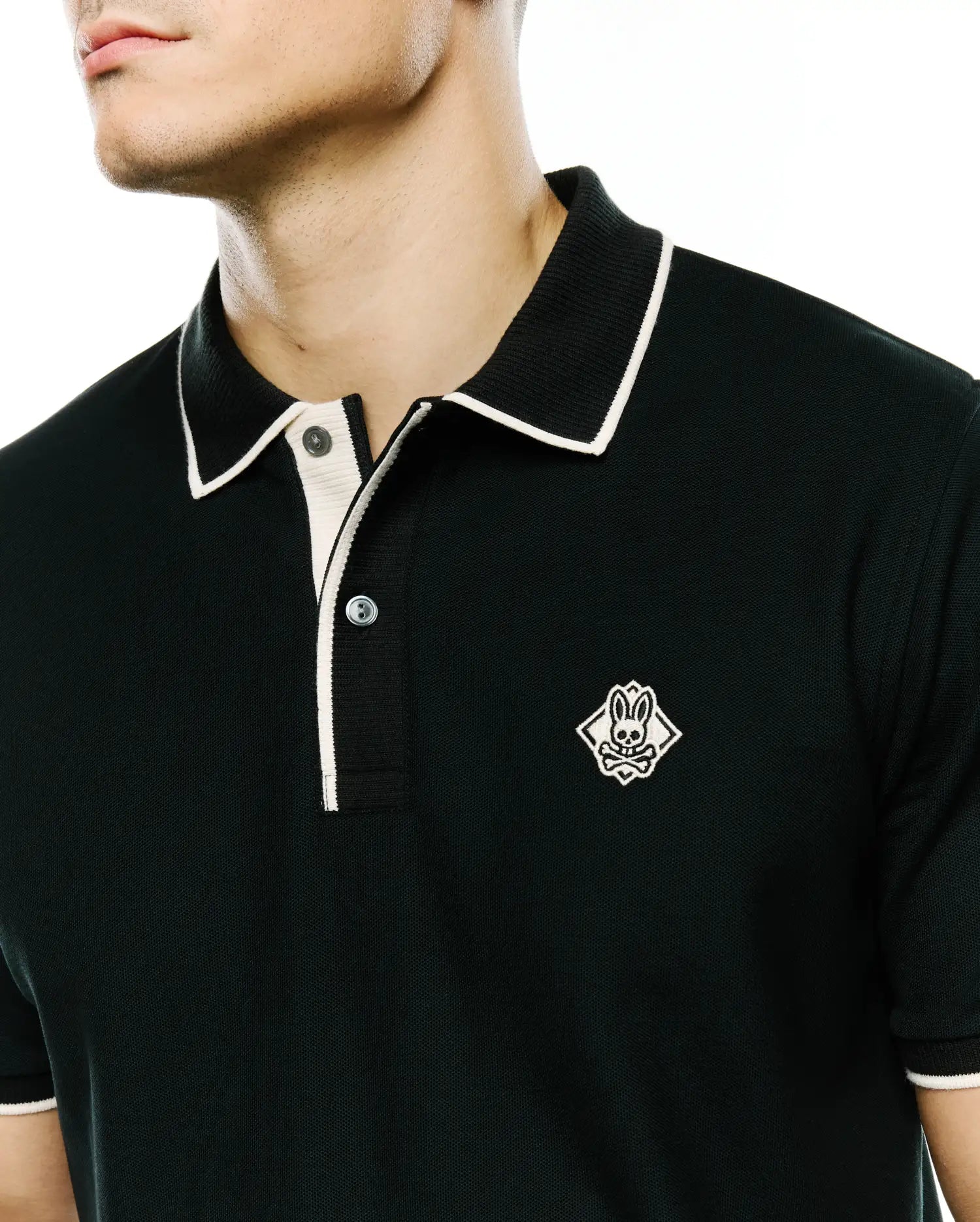 Psycho Bunny Men's Polos Robin Pima Piqué polo uomo nera vestibilità regular