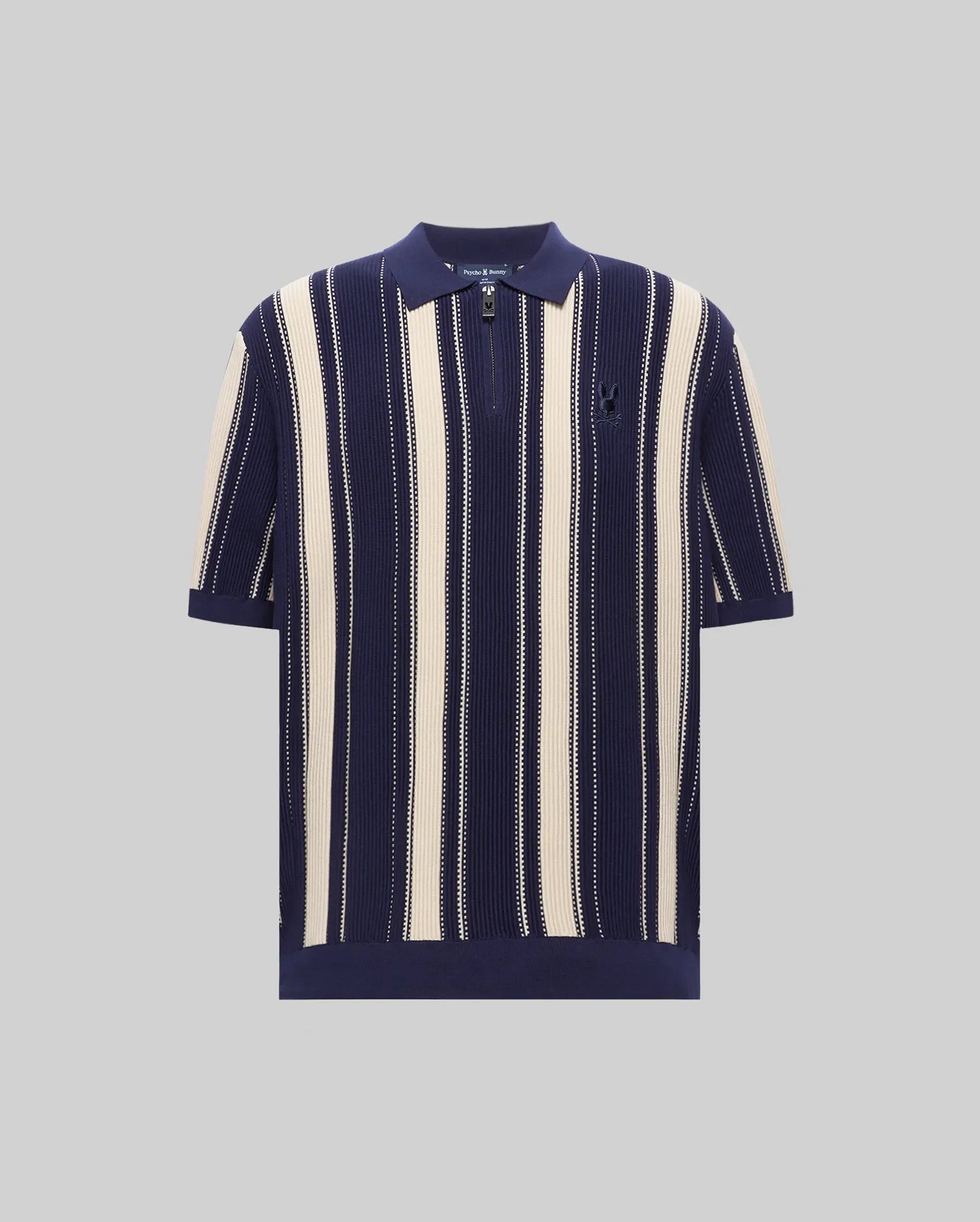 Psycho Bunny Men's Polos Cliff Knit Zip Polo MT0100210 polo uomo blu