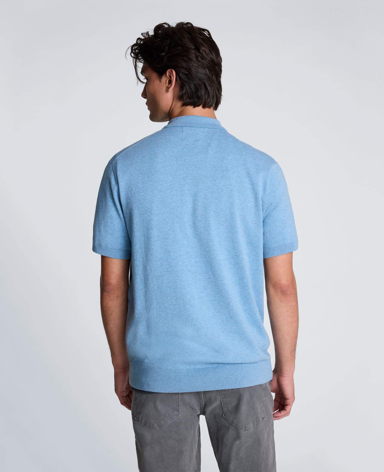 Kenneth Cole Reaction Clothing Short Sleeve Sweater Polo polo azzurra manica corta