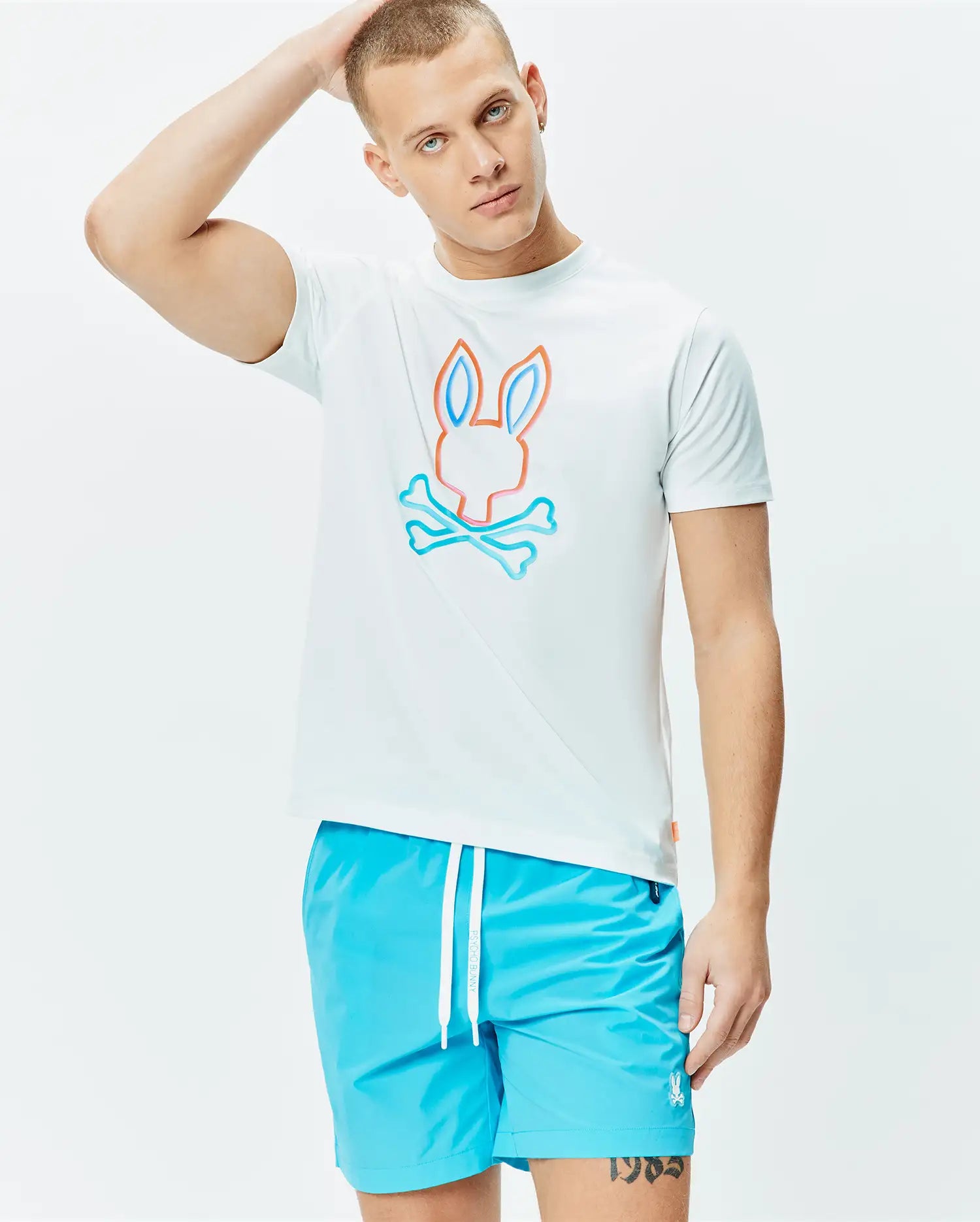 Psycho Bunny Men's Tees Dayton Graphic Tee maglietta bianca