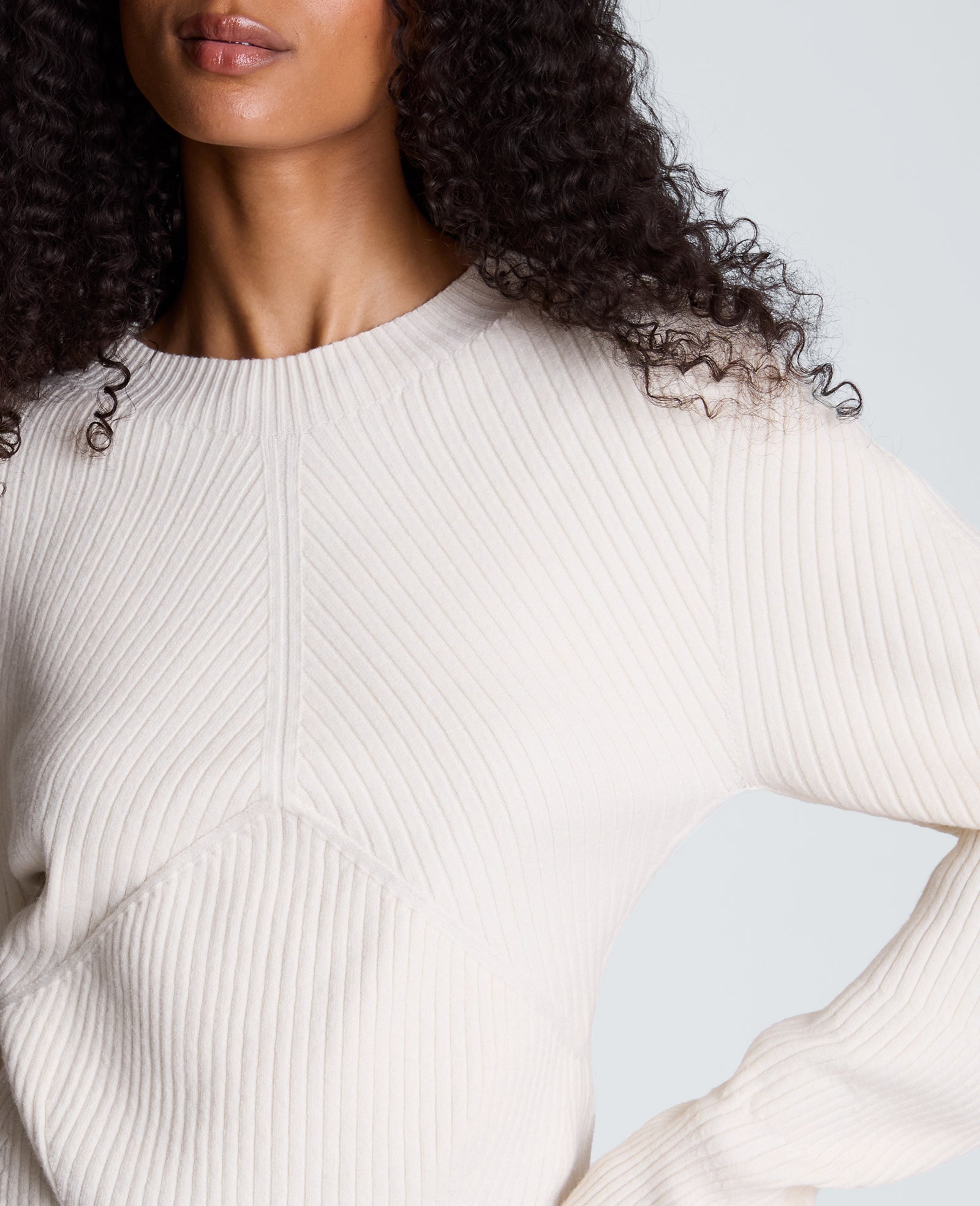 Kenneth Cole Reaction Clothing Mock Neck Seamless Traveling Ribbed Sweater maglione Oyster in poliestere