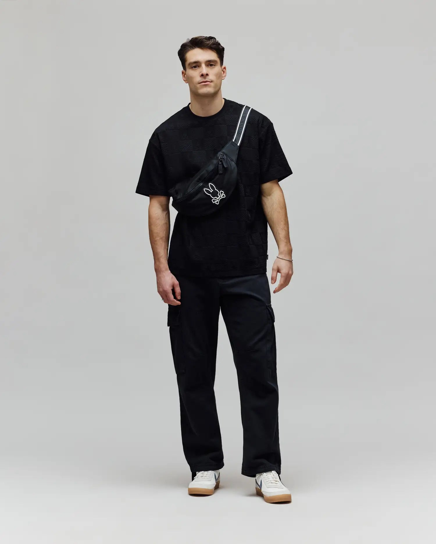 Psycho Bunny Men's Tees MENS DUSTIN OVERSIZED TEE maglietta nera