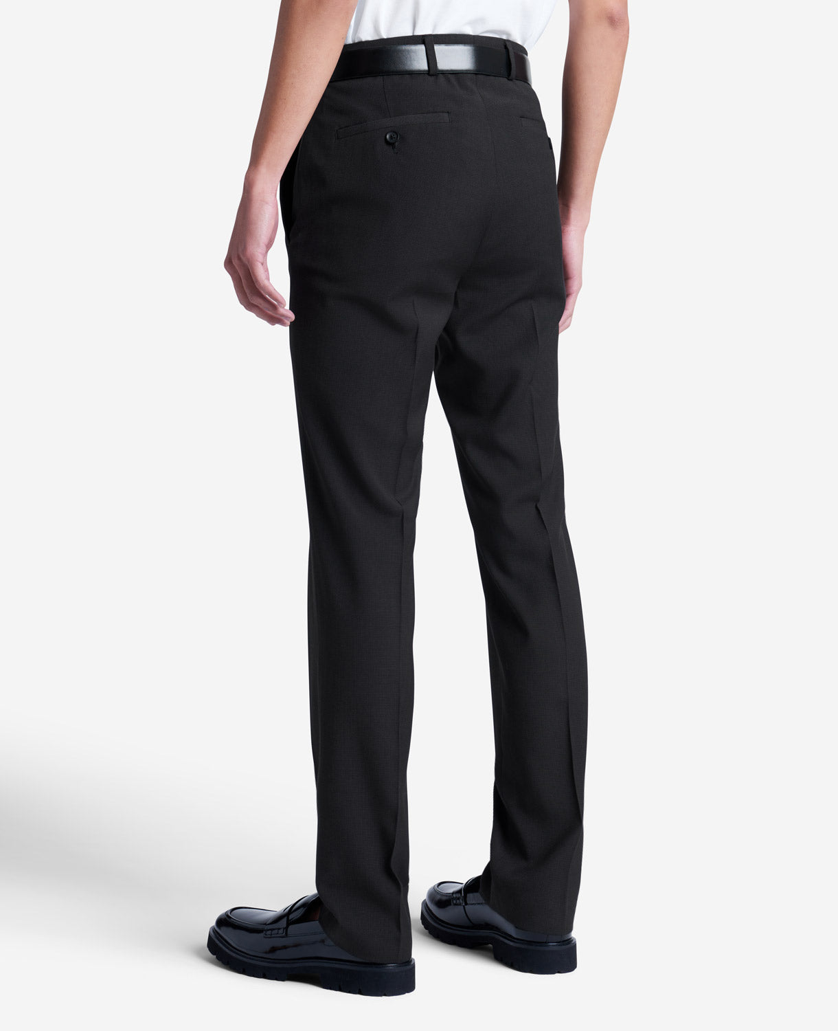 Kenneth Cole Reaction Clothing Stretch Mini Grid Slim-Fit TECHNI-COLE Dress Pant pantaloni neri