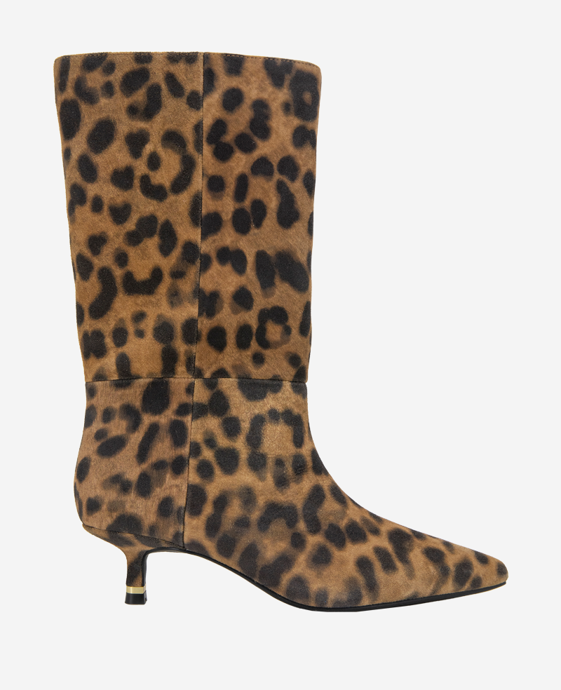 Kenneth Cole Reaction Shoes Meryl Suede Leopard Bootie stivaletto leopardato in camoscio