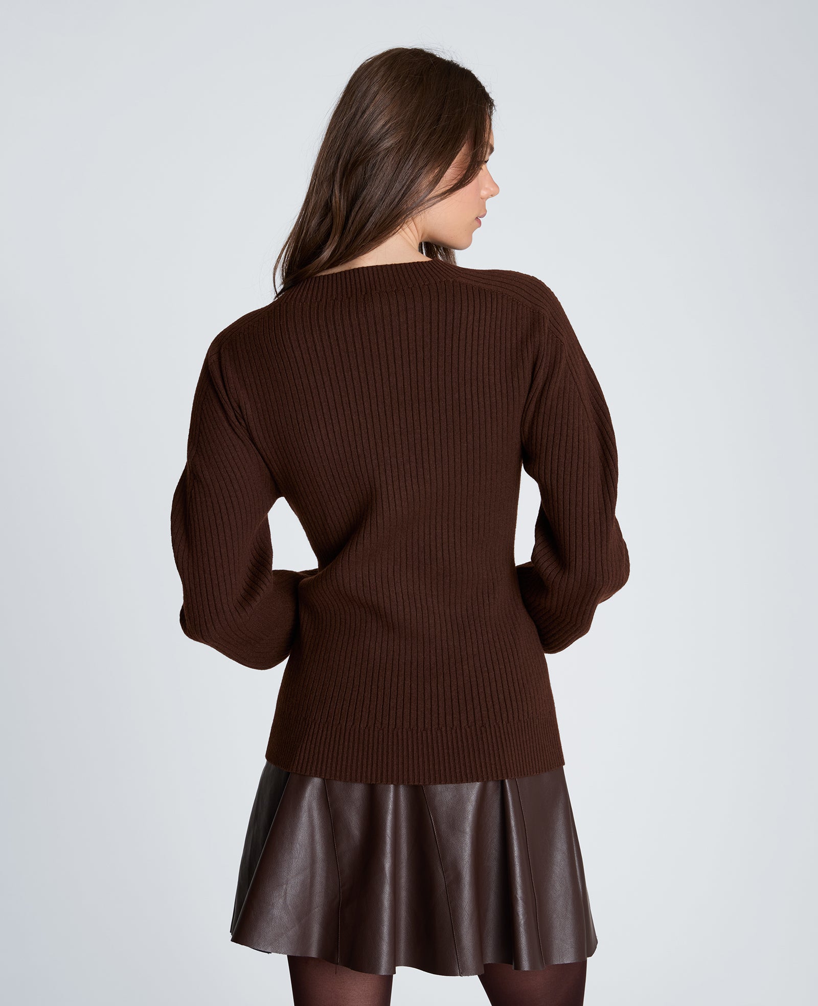 Kenneth Cole Reaction Clothing Mock Neck Seamless Traveling Ribbed Sweater maglia marrone XS-XL a coste