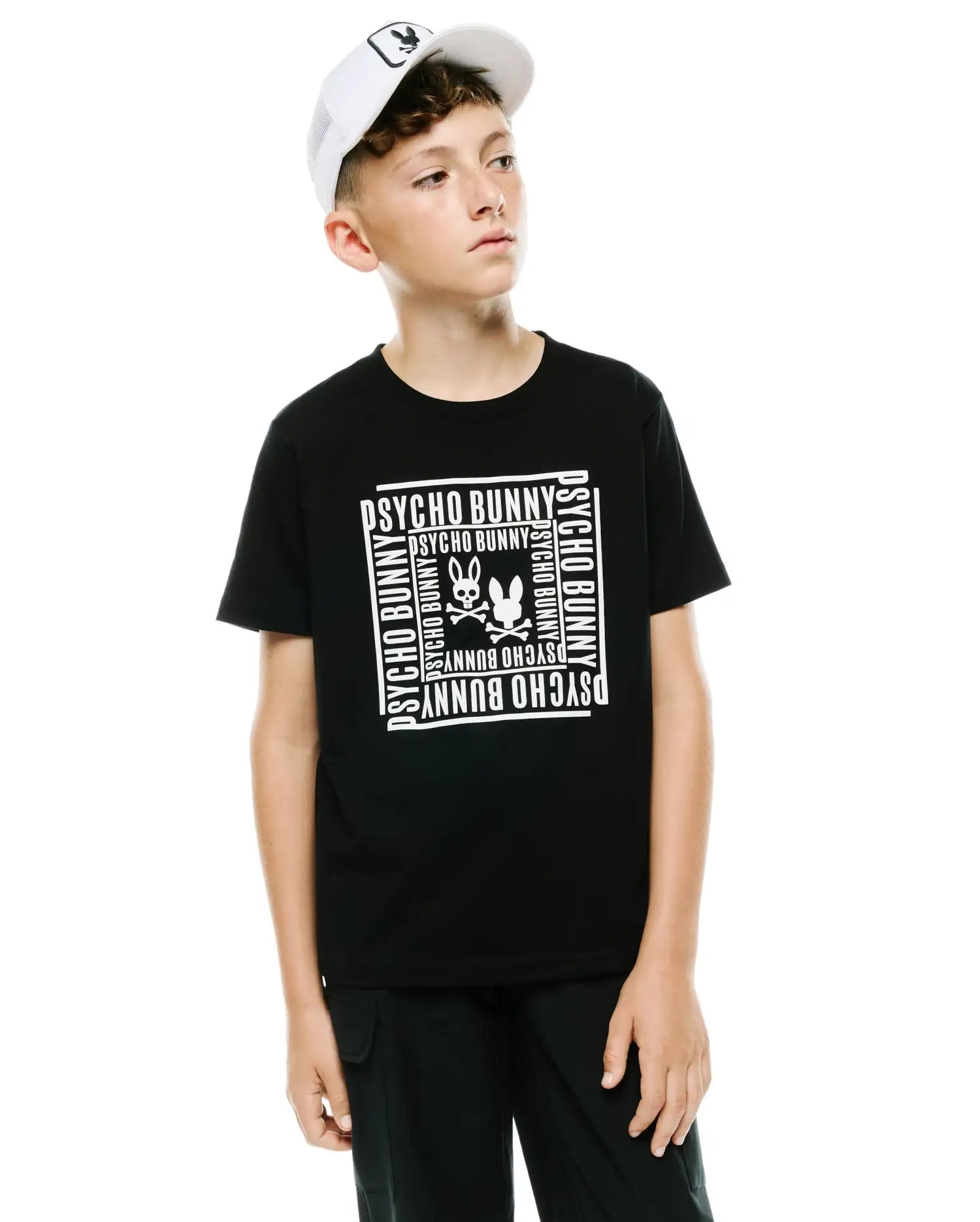 Psycho Bunny Kids Tees Raj Pima T-shirt nera in cotone