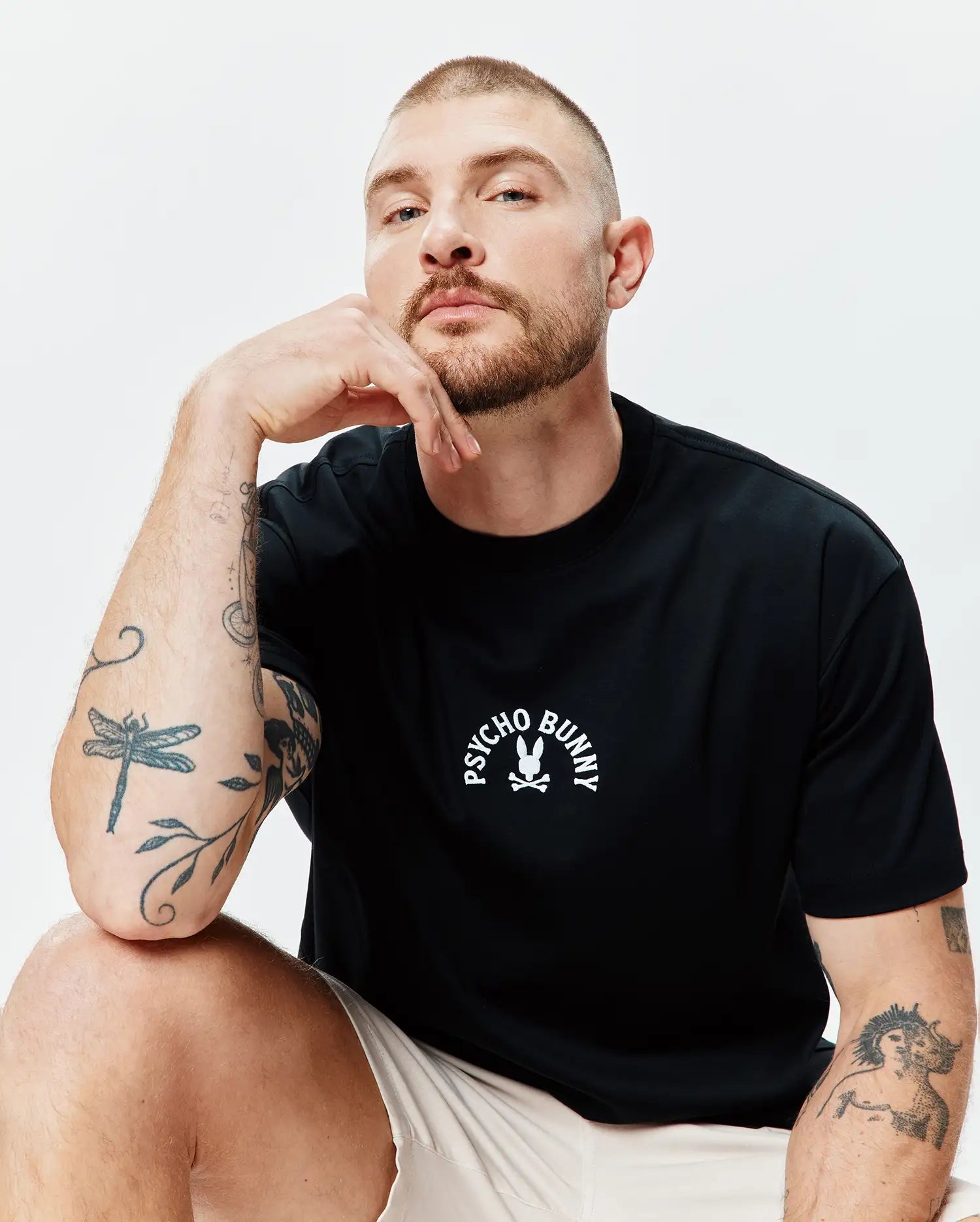 Psycho Bunny Men's Tees Stevie Oversized Fit Tee t-shirt nera Pima