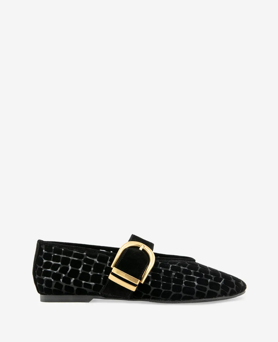 Kenneth Cole Reaction Tamarra Suede Ballet Flat ballerine nere in rete