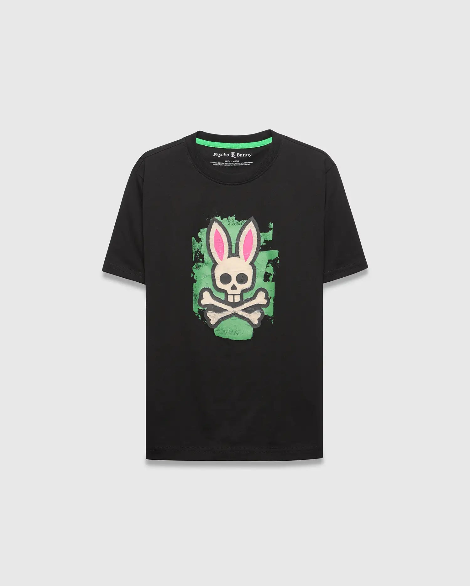 Psycho Bunny Kids Tees Marcus Graphic Tee KT0200193 t-shirt nera bambini cotone Pima