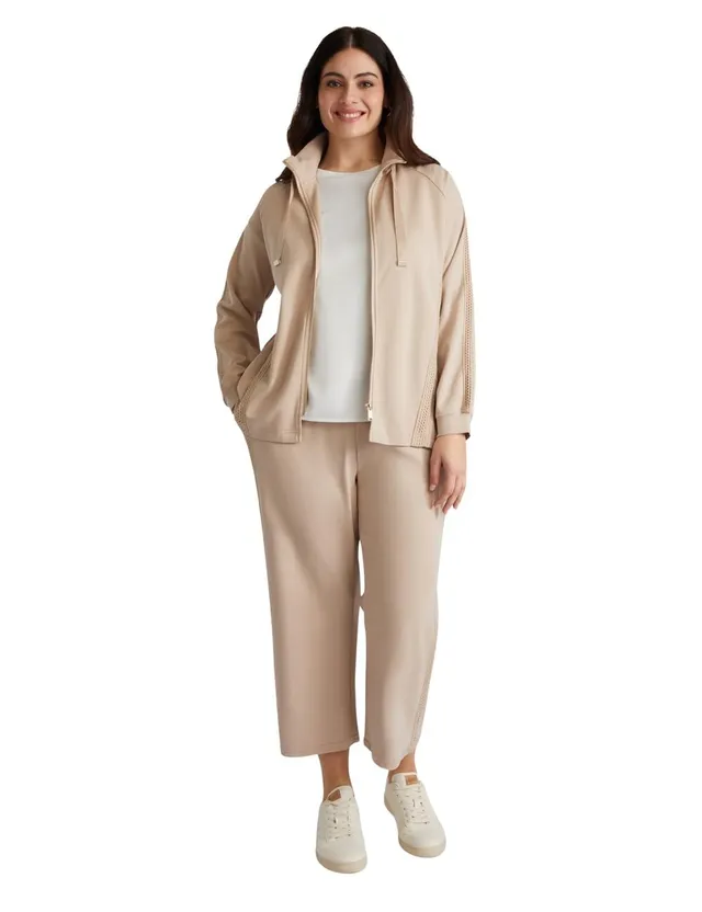 Fiorella Rubino Pantaloni joggers cropped in felpa con macramè