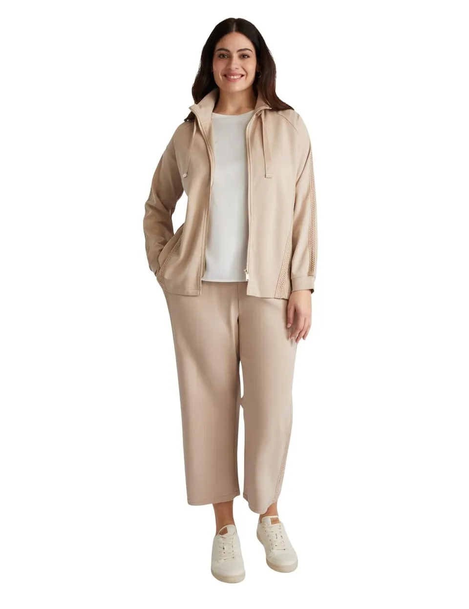 Fiorella Rubino Pantaloni joggers cropped in felpa con macramè