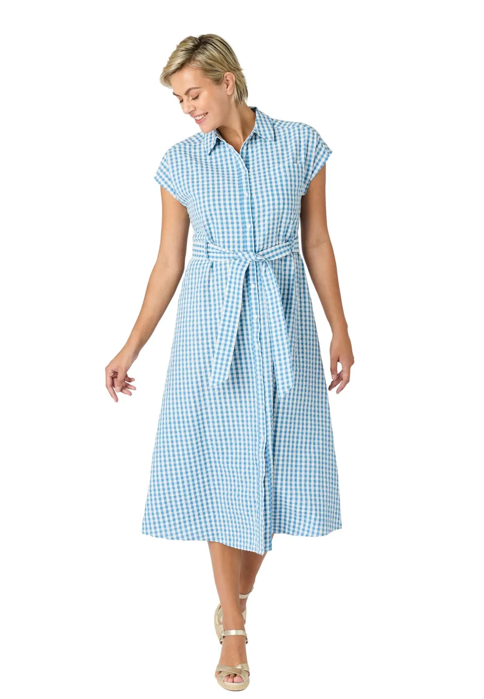 Damart Prêt-à-porter Vestito-Camicia in cotone goffrato