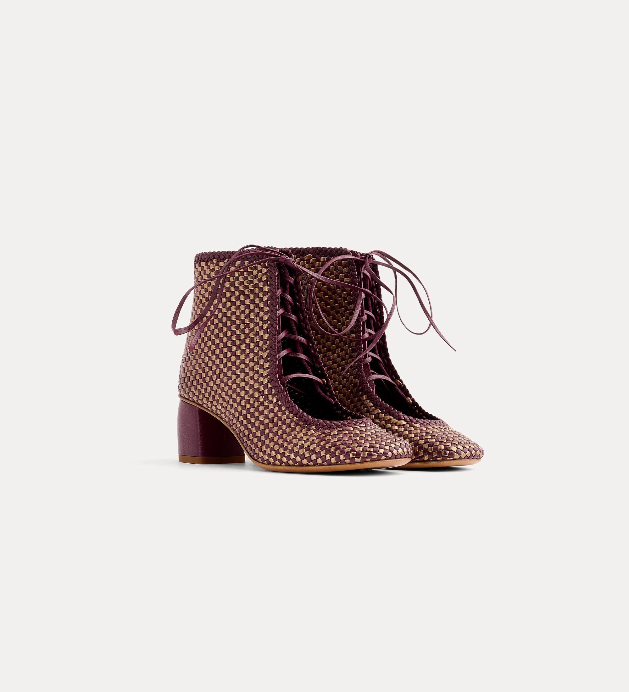 Forte scarpe stivaletti Chic in nappa intrecciata color ruggine