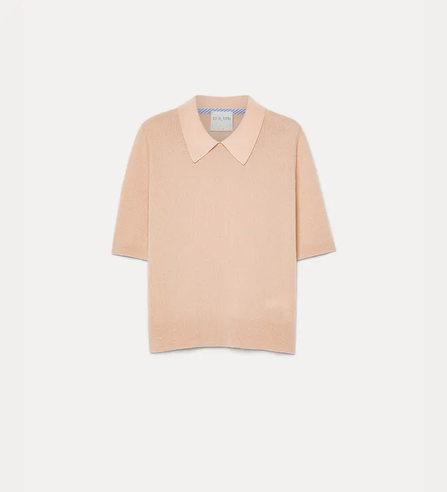 Forte polo a manica corta in lana e cashmere