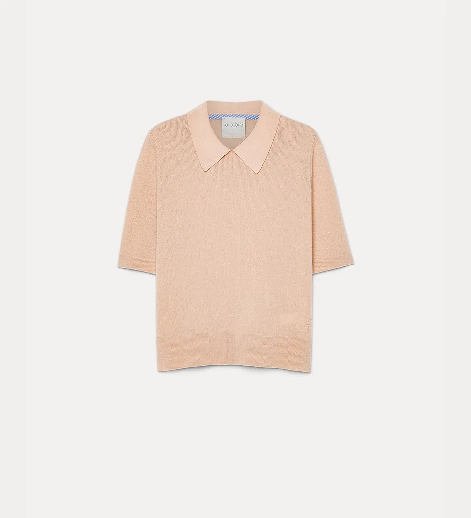 Forte polo a manica corta in lana e cashmere