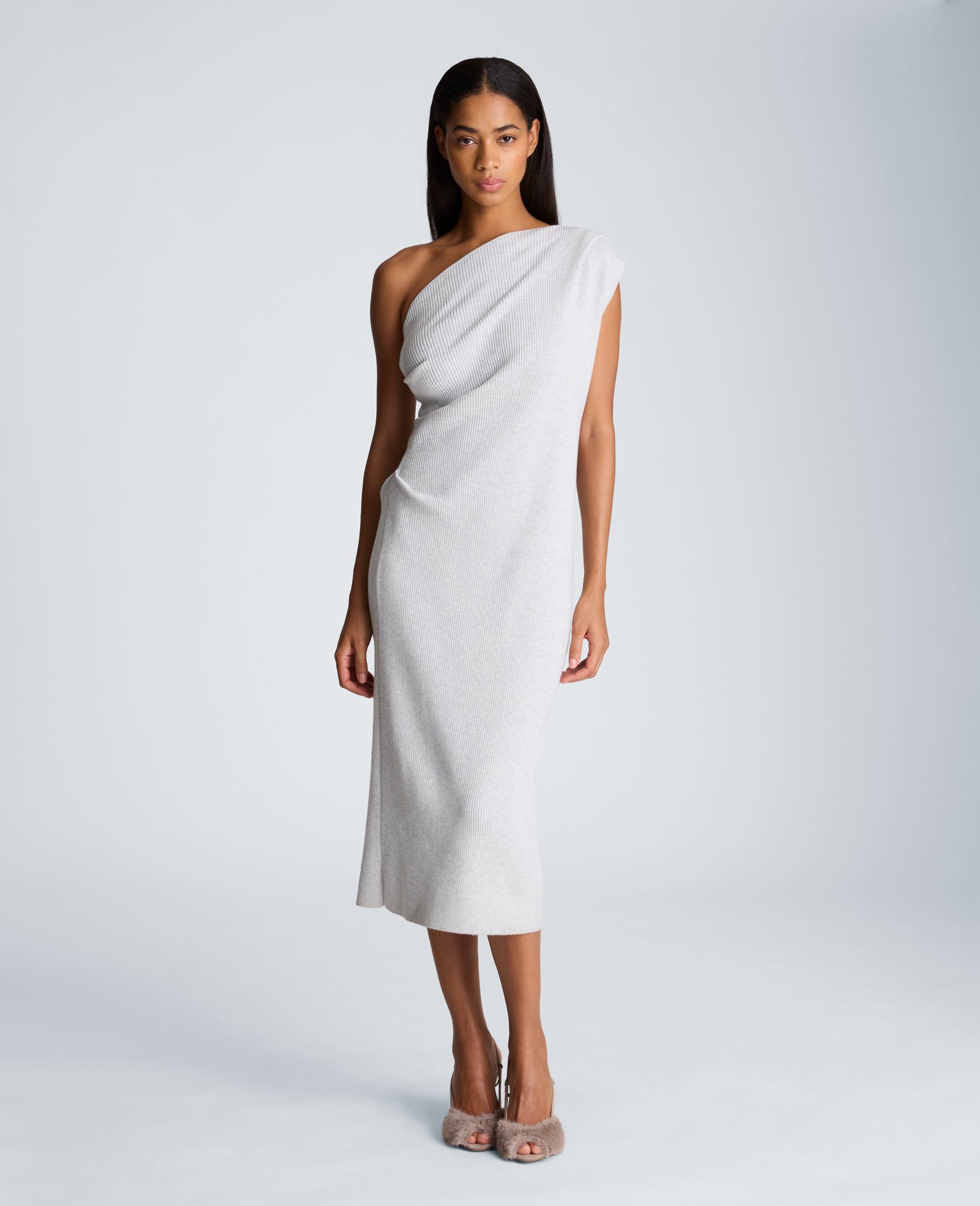 Kenneth Cole Reaction One Shoulder Dress Tank abito grigio