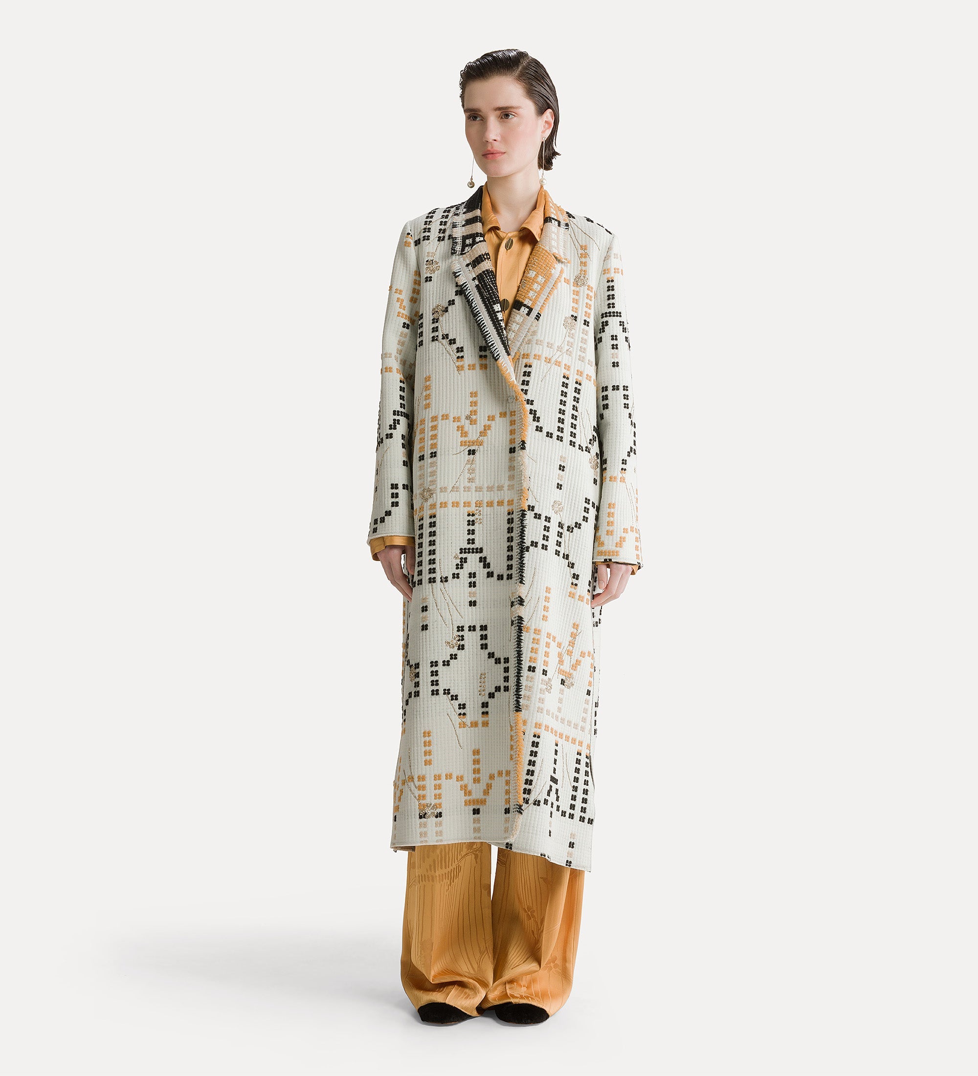 Forte capispalla e kimono Samarcanda cappotto lungo opale jacquard