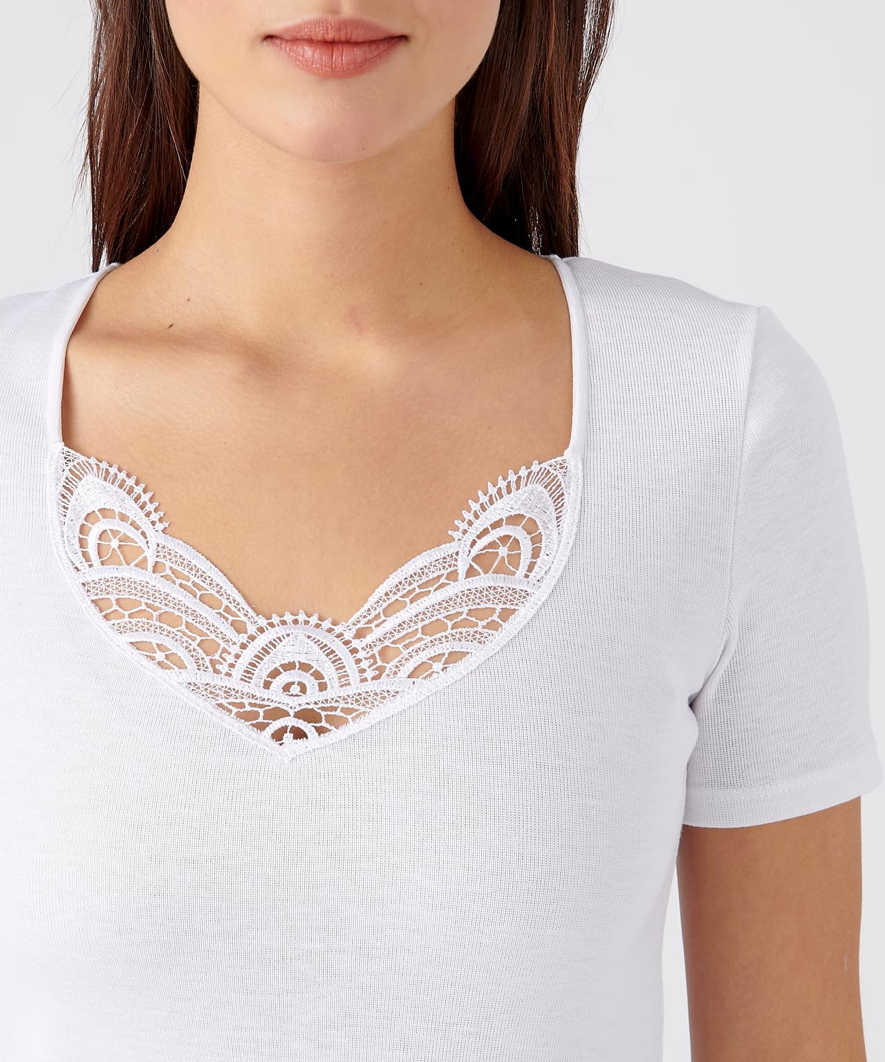 Damart Thermolactyl T-shirt donna a maniche corte in costina bianca XS calore medio