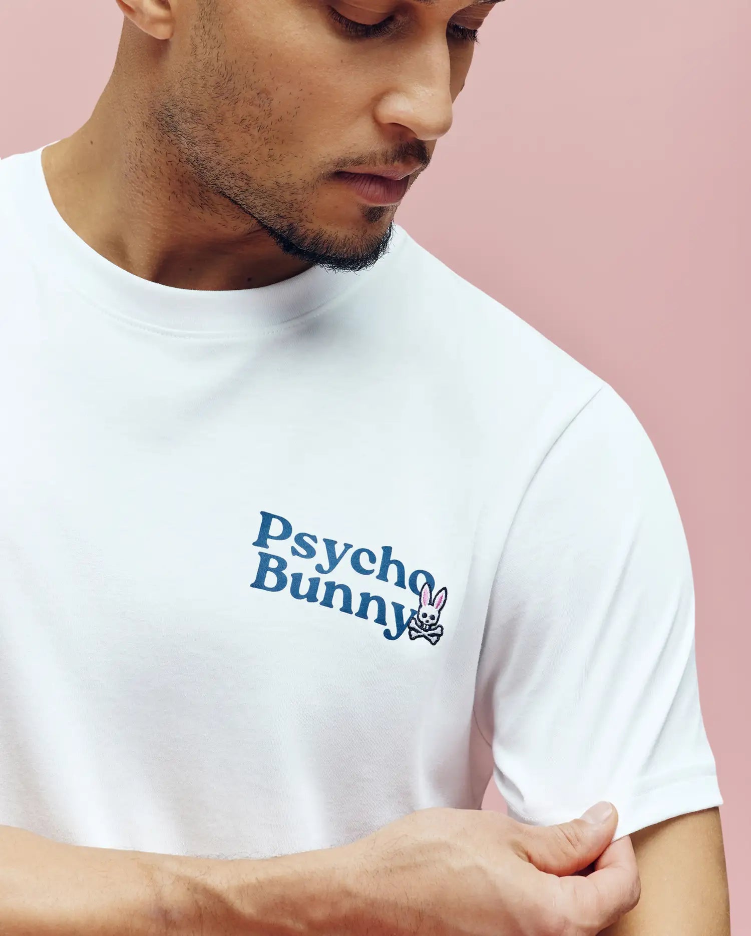 Psycho Bunny Men's Tees Archive Wordmark Graphic Tee maglietta bianca cotone Pima
