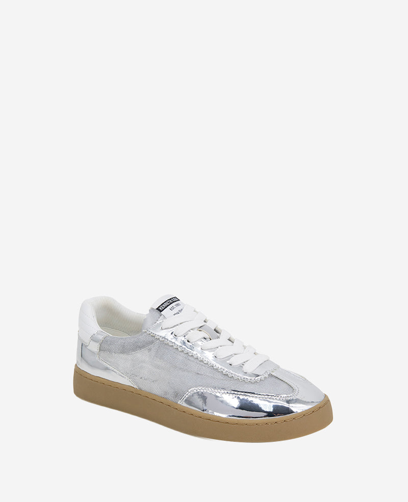 Kenneth Cole Reaction Shoes Sam Metallic Leather Mesh sneaker argento