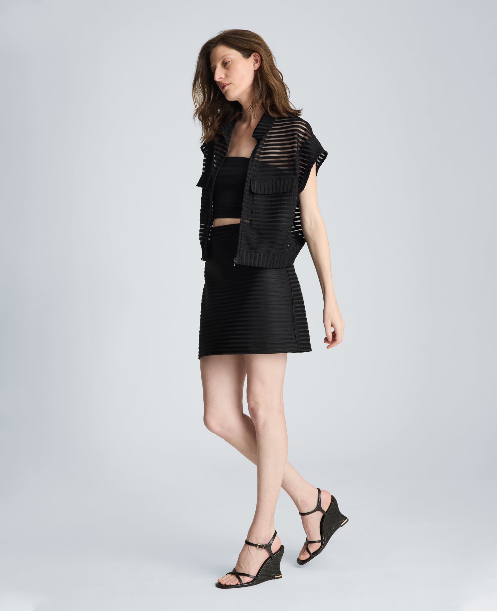 Kenneth Cole Reaction Clothing Pull On A-Line Mini Skirt gonna mini nera elasticizzata