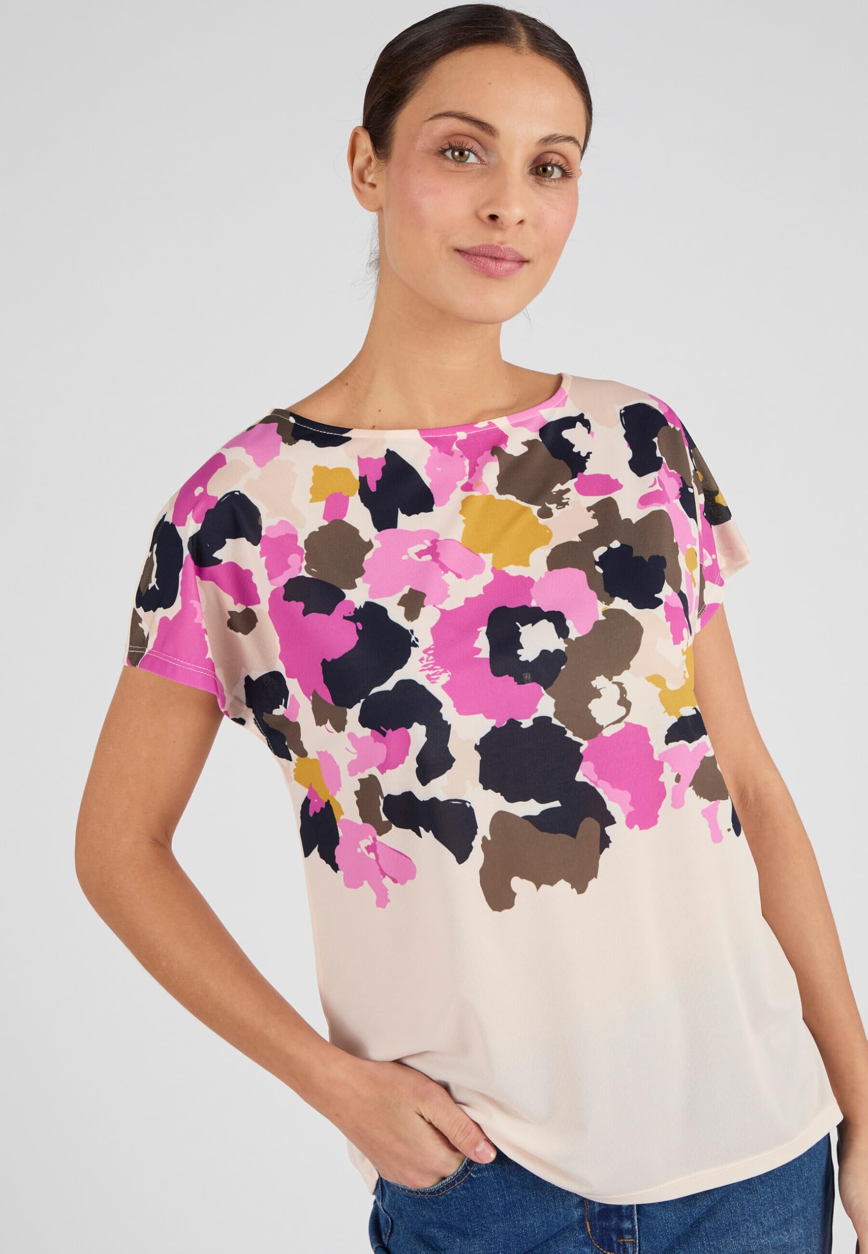 Damart Prêt-à-porter maglietta in maglia crêpe donna 42-44 stampata