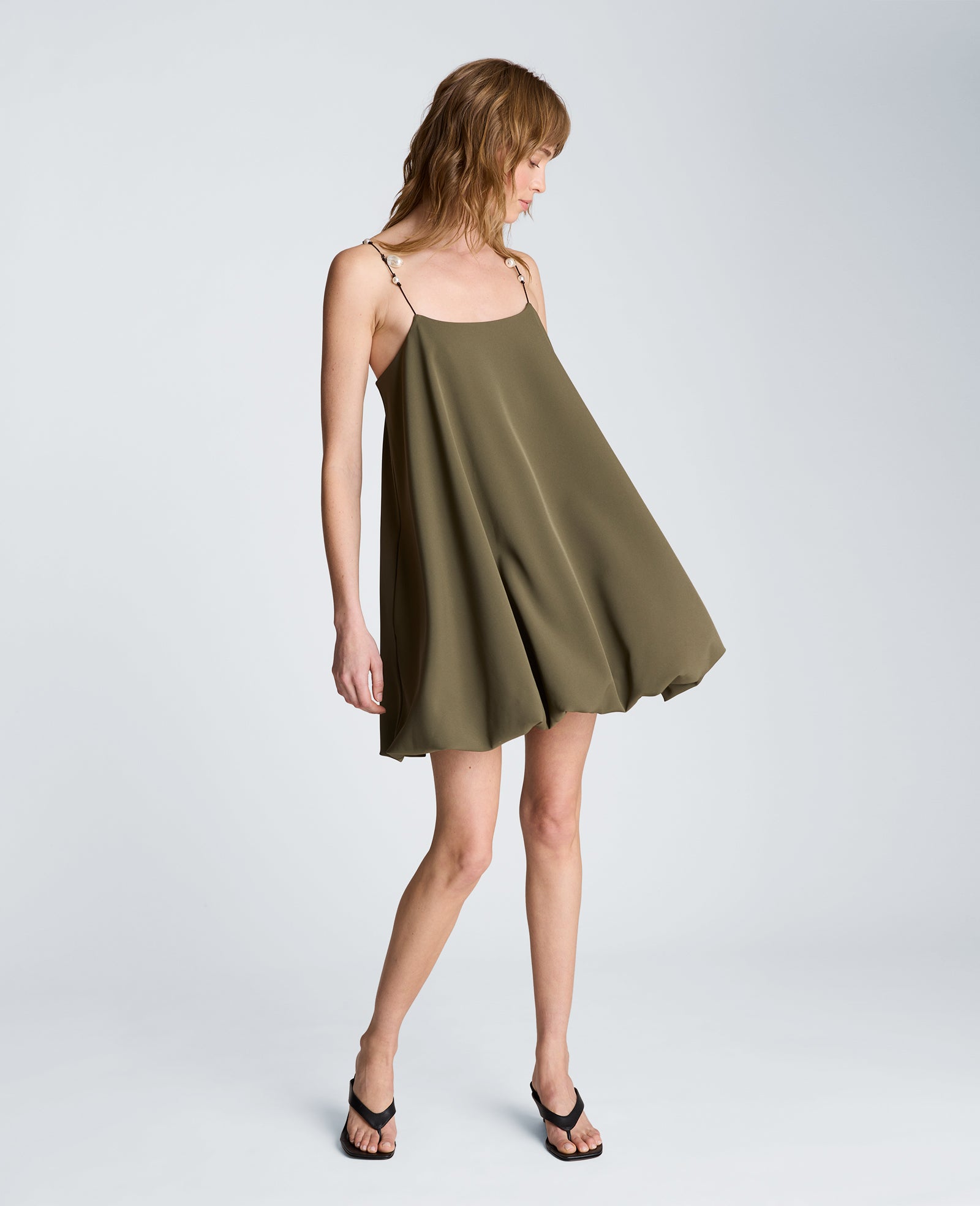 Kenneth Cole Clothing Bubble Hem Mini Dress vestito verde babydoll