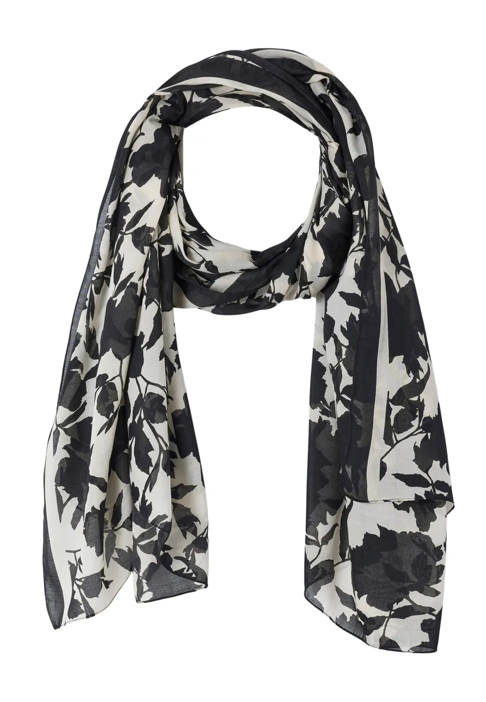 Damart Accessori Sciarpa con stampa vegetale a contrasto donna nera 180 x 100 cm