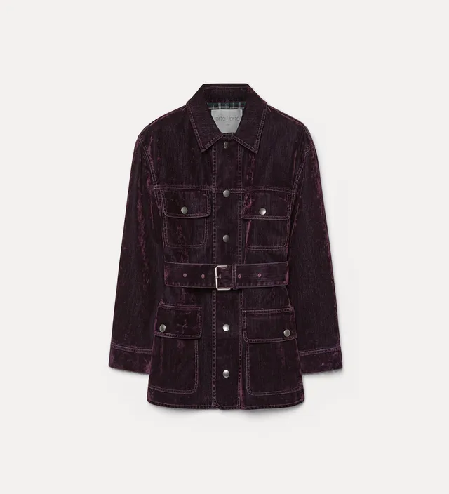 Forte giacche flocked denim field jacket giacca bordeaux in denim