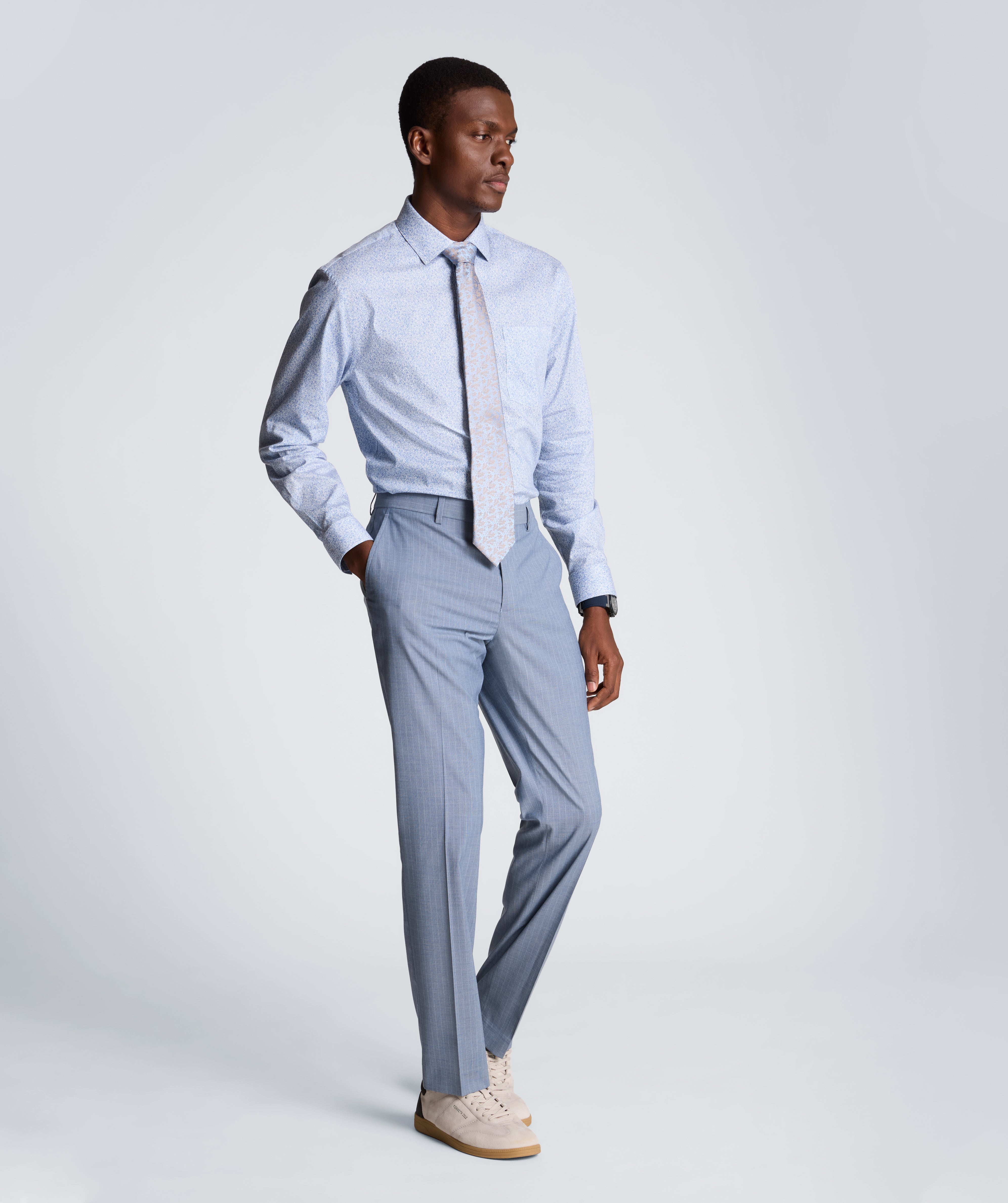 Kenneth Cole Reaction Clothing REACTION - Slim Fit Flex Stretch Dress Shirt camicia slim fit blu floreale