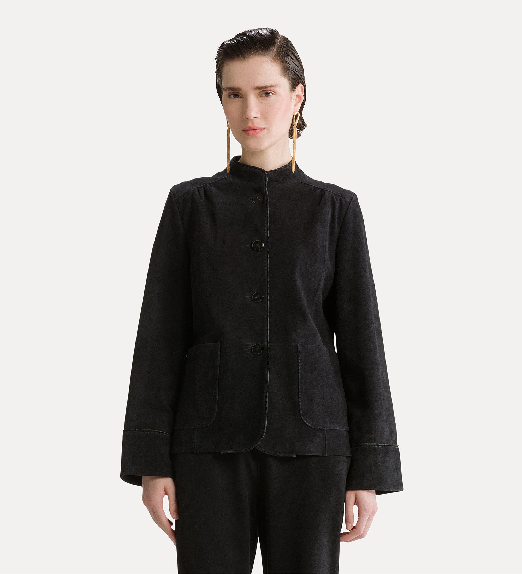 Forte giacche suede band collar jacket notte giacca camoscio